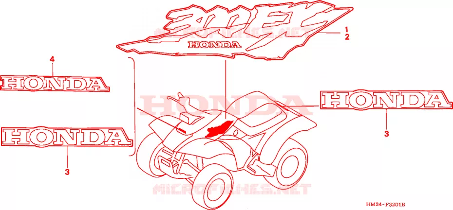 EMBLEME(2) Honda ATV 300 FOURTRAX 1996  TRX300EXT