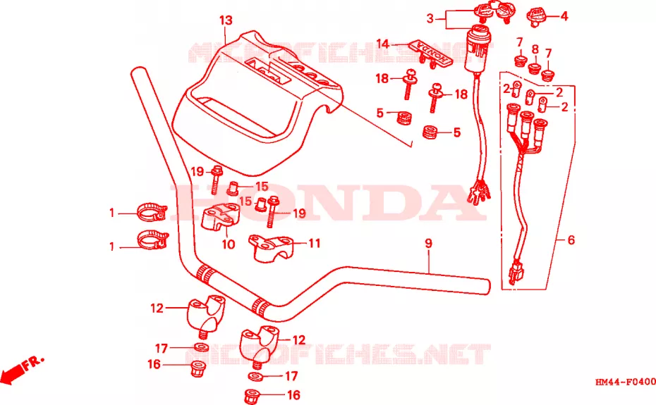 GUIDON Honda ATV 300 FOURTRAX 1998  TRX300W