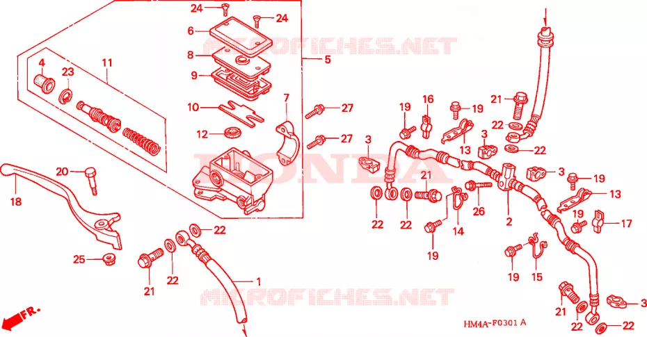 MAITRE-CYLINDRE FREIN AV.(2) Honda ATV 300 FOURTRAX 2000  TRX300FWY
