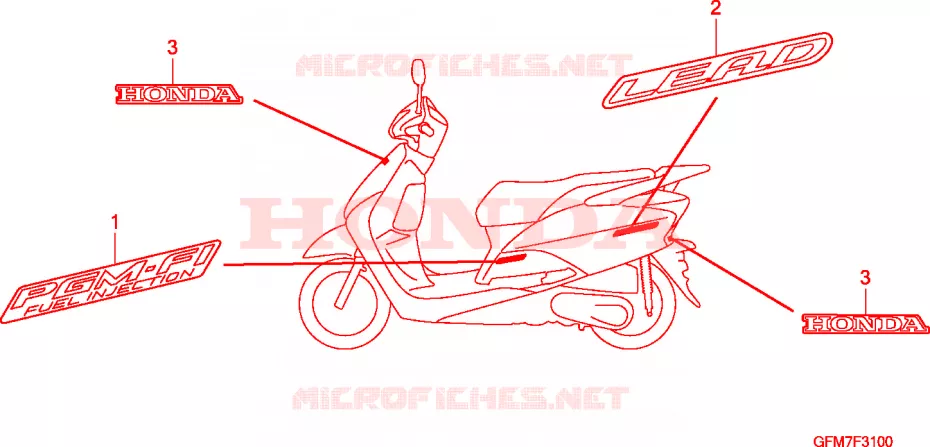 AUTOCOLLANTS Honda SCOOTER 110 LEAD 2012  NHX110WHA