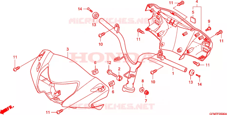 GUIDON - CARENAGE Honda SCOOTER 110 LEAD 2009  NHX110WH8