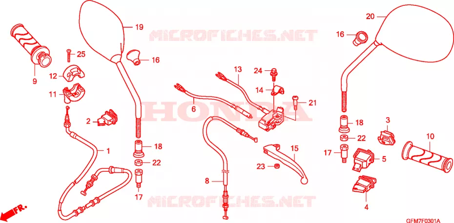 LEVIER DE GUIDON/COMMUTATEUR/CABLE(NHX110WHA) Honda SCOOTER 110 LEAD 2011  NHX110WHA