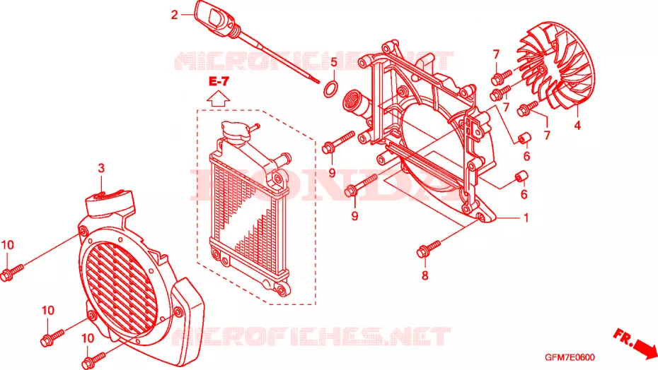 VENTILATEUR ET COUVERCLE DE RADIATEUR Honda SCOOTER 110 LEAD 2010  NHX110WHA