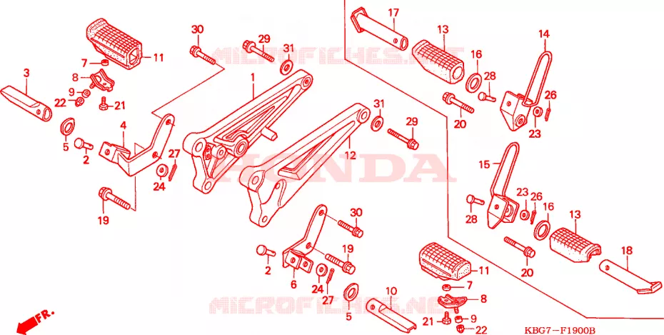 REPOSE PIED Honda MOTO 250 CB 1996  CB250PT