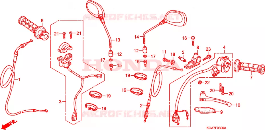 LEVIER DE GUIDON - CABLE - COMMODO Honda MOTO 125 CG 2006  CG125ES4