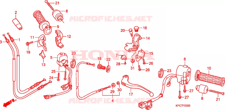 LEVIER DE GUIDON - CABLE - COMMODO Honda MOTO 125 VARADERO 2009  XL125V9