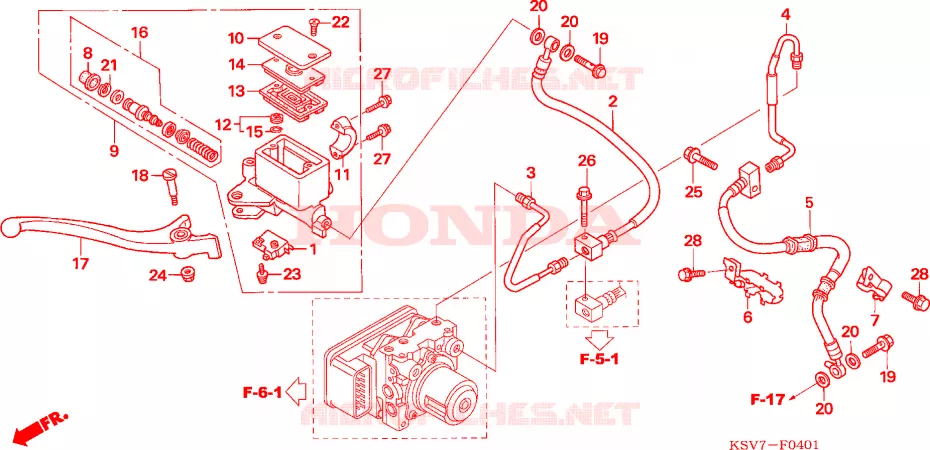 MAITRE-CYLINDRE FREIN AV.(NSS250EX) Honda SCOOTER 250 FORZA 2008  NSS250EX7