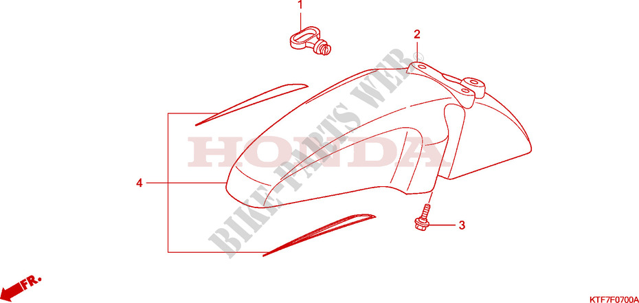 GARDE BOUE AVANT pour Honda SH 125 INJECTION TOP BOX de 2005