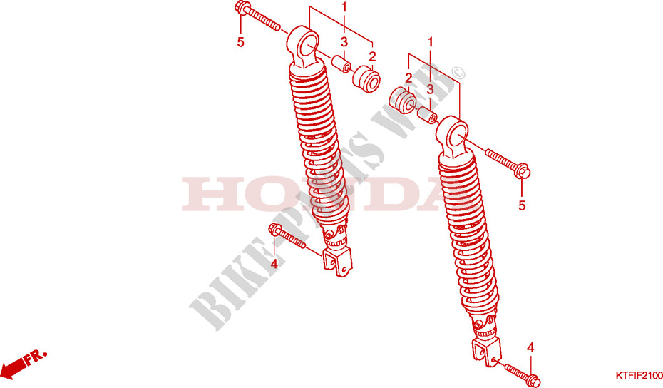 AMORTISSEUR ARRIERE pour Honda SH 125 REAR DISK BRAKE AND TOP BOX de 2010