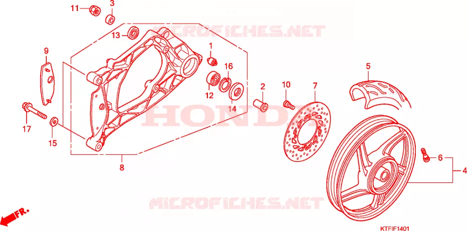 ROUE ARRIERE - BRAS OSCILLANT (SH125/R/150/R) Honda SCOOTER 125 SH 2010  SH125RA