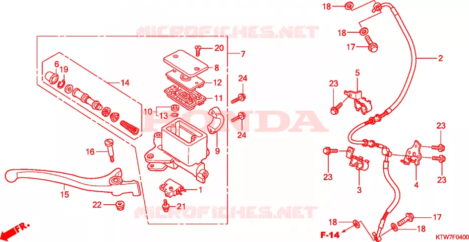 MAITRE-CYLINDRE FREIN AV.(SH300/R) Honda SCOOTER 300 SH 2008  SH3008