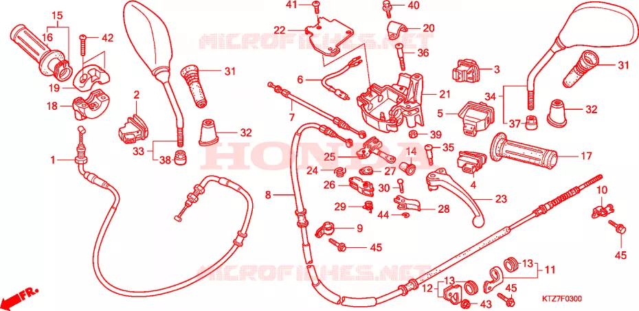 LEVIER DE GUIDON - CABLE - COMMODO Honda SCOOTER 125 PES 2006  PES1256