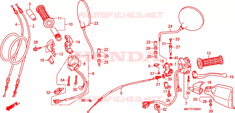 LEVIER DE GUIDON - CABLE - COMMODO Honda MOTO 1000 VARADERO 2008  XL1000VA8