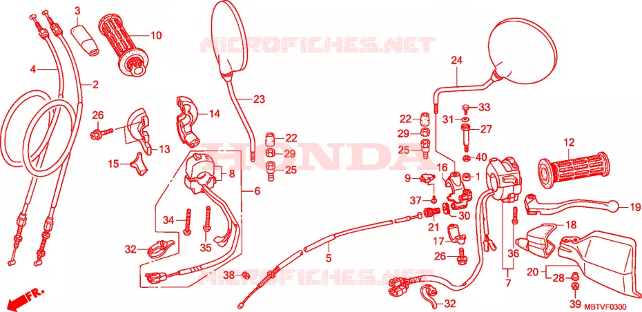 LEVIER DE GUIDON - CABLE - COMMODO Honda MOTO 1000 VARADERO 2011  XL1000VB