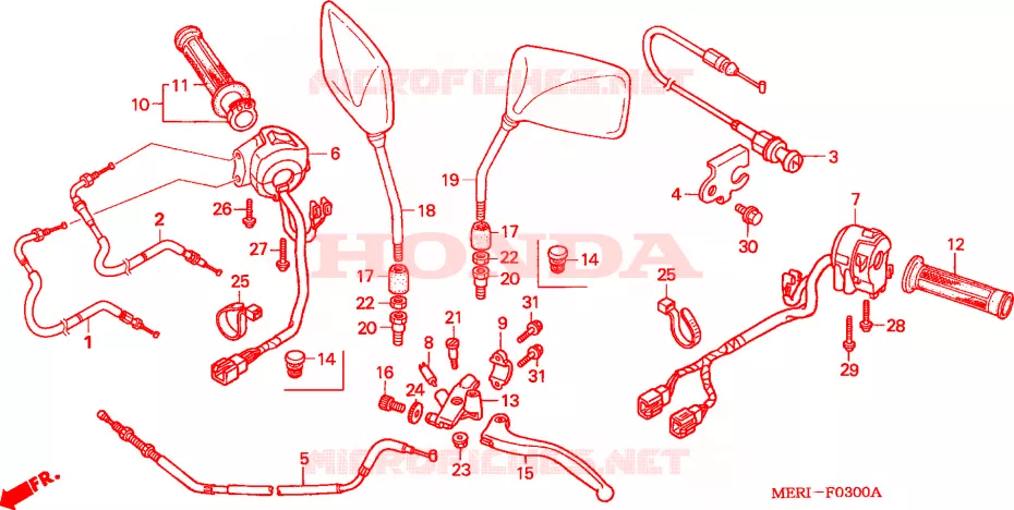 LEVIER DE GUIDON - CABLE - COMMODO Honda MOTO 600 CBF 2005  CBF600N5