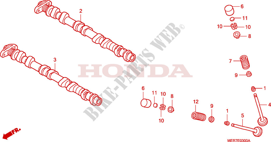 ARBRE A CAMES   SOUPAPE pour Honda CBF 600 NAKED ABS de 2006