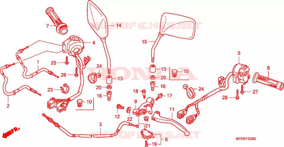 LEVIER DE GUIDON - CABLE - COMMODO Honda MOTO 600 CBF 2009  CBF600SA9