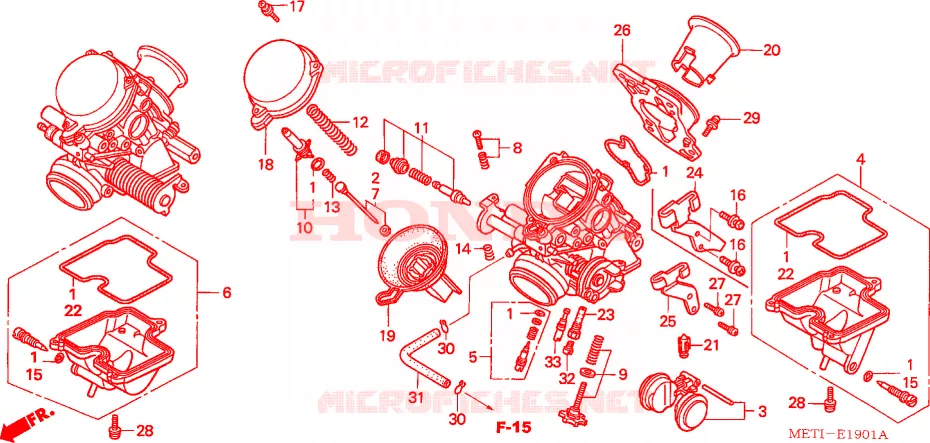 CARBURATEUR (PIECES CONSTITUTIVES) Honda MOTO 500 CBF 2006  CBF5006