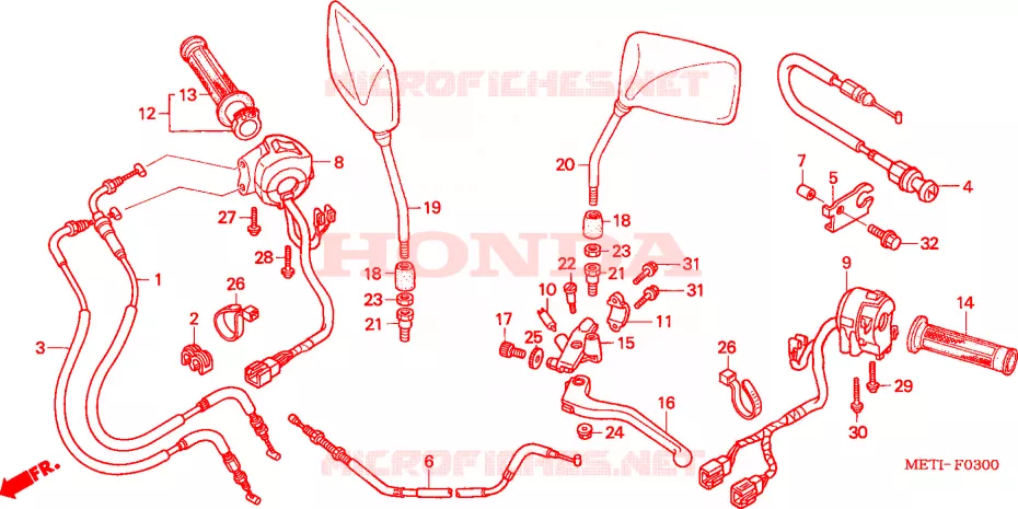 LEVIER DE GUIDON - CABLE - COMMODO Honda MOTO 500 CBF 2007  CBF5006