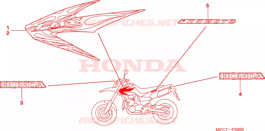 AUTOCOLLANTS Honda MOTO 650 FMX 2005  FMX6505