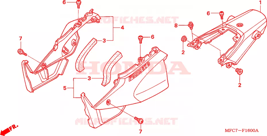 COUVERCLES LATERAUX Honda MOTO 650 FMX 2006  FMX6505