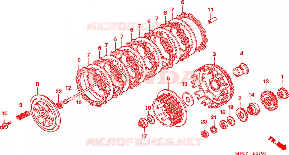 EMBRAYAGE Honda MOTO 650 FMX 2005  FMX6505_F