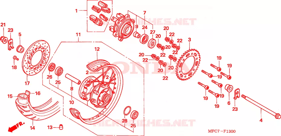 ROUE ARRIERE Honda MOTO 650 FMX 2005  FMX6505_F