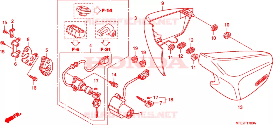 COUVERCLES LATERAUX Honda MOTO 750 SHADOW 2009  VT750C2F9