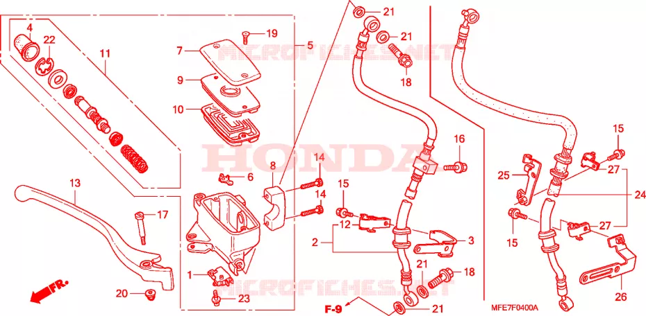 MAITRE-CYLINDRE FREIN AV.(VT750C2/C2F/C2B) Honda MOTO 750 SHADOW 2009  VT750C2F9