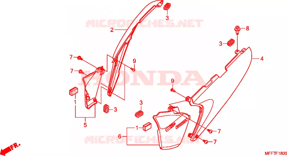 COUVERCLES LATERAUX Honda MOTO 700 TRANSALP 2011  XL700VB