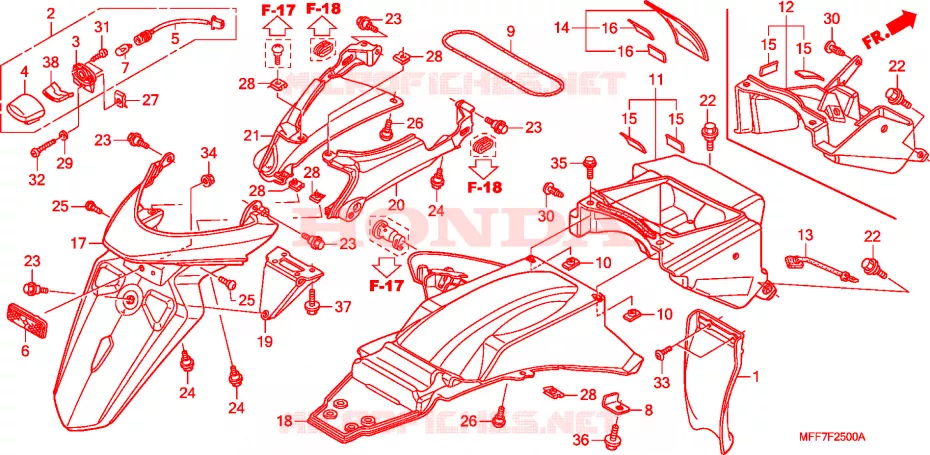 GARDE-BOUE ARRIERE Honda MOTO 700 TRANSALP 2011  XL700VB
