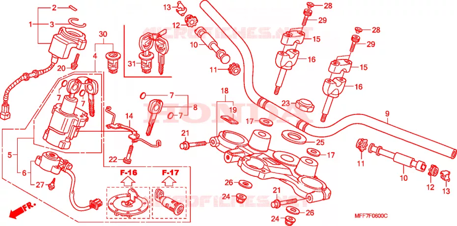 GUIDON - TE DE FOURCHE Honda MOTO 700 TRANSALP 2008  XL700V8
