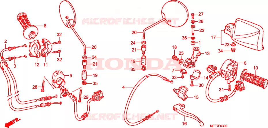LEVIER DE GUIDON - CABLE - COMMODO Honda MOTO 700 TRANSALP 2008  XL700V8