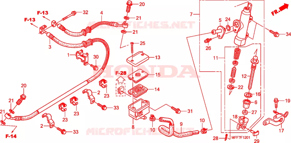 MAITRE-CYLINDRE FREIN AR.(ABS) Honda MOTO 700 TRANSALP 2009  XL700VA9
