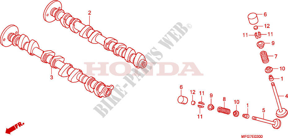ARBRE A CAMES   SOUPAPE pour Honda CB 600 F HORNET STRIPES de 2009