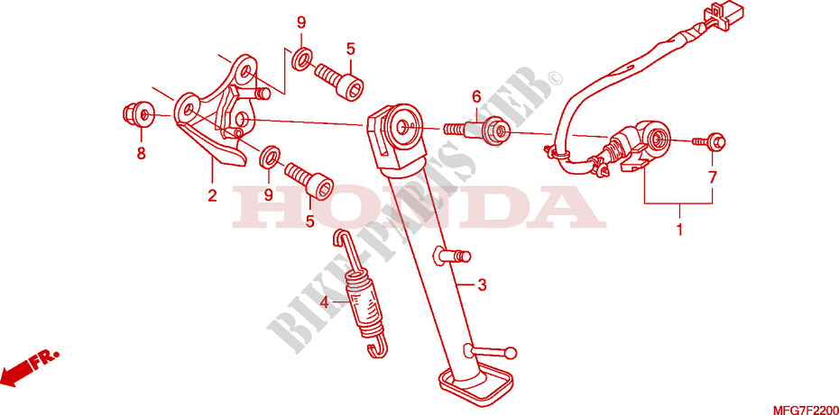 BEQUILLE pour Honda CB 600 F HORNET BLANC de 2009
