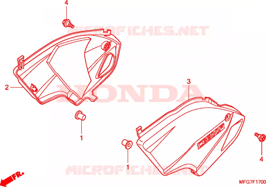 COUVERCLES LATERAUX Honda MOTO 600 HORNET 2008  CB600FA8