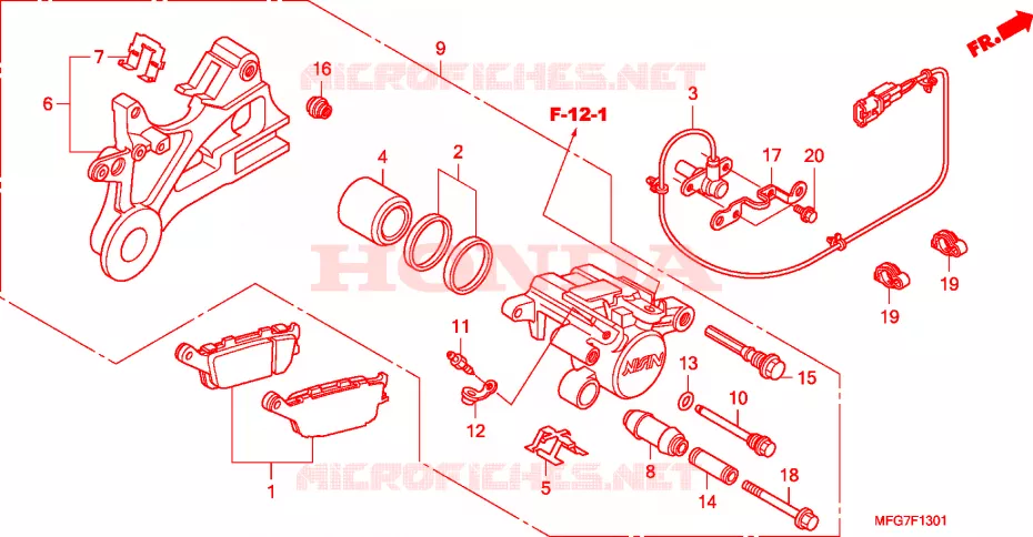 ETRIER DE FREIN ARRIERE  Honda MOTO 600 HORNET 2007  CB600FA7