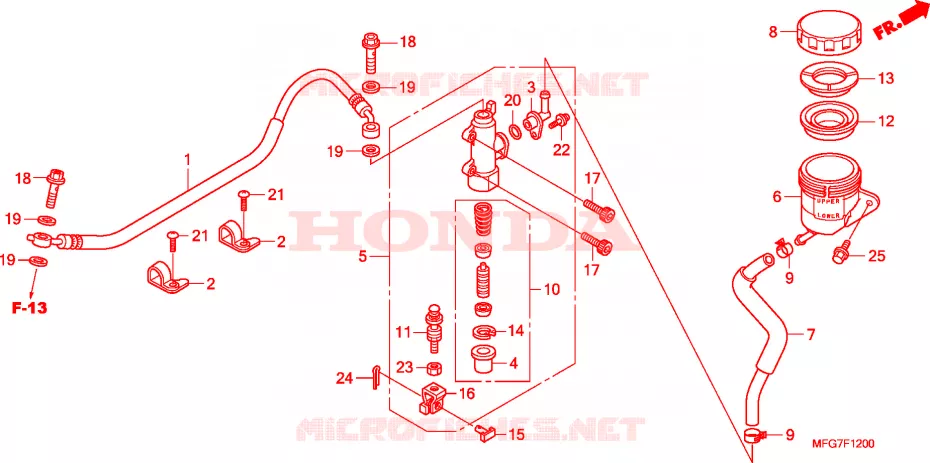 MAITRE-CYLINDRE FREIN AR. CYLINDRE(CB600F/F3) Honda MOTO 600 HORNET 2008  CB600F8