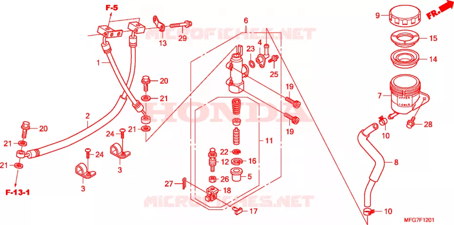 MAITRE-CYLINDRE FREIN AR. CYLINDRE(CB600FA/FA3) Honda MOTO 600 HORNET 2007  CB600FA7