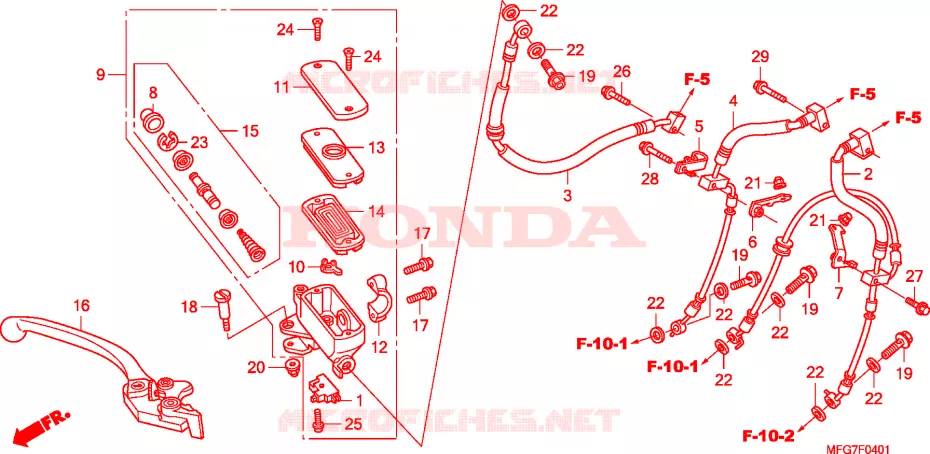 MAITRE-CYLINDRE FREIN AV.(CB600FA/FA3) Honda MOTO 600 HORNET 2008  CB600FA8