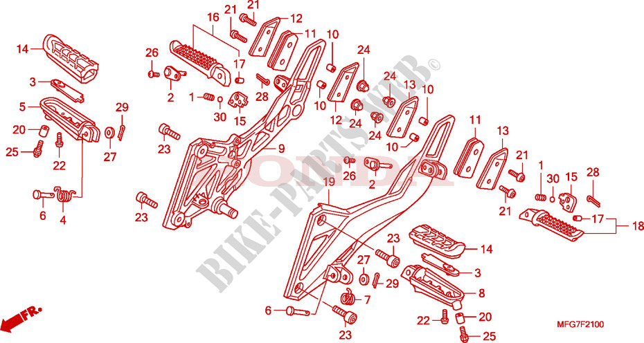 REPOSE PIED pour Honda CB 600 F HORNET ABS STRIPE 34HP de 2009