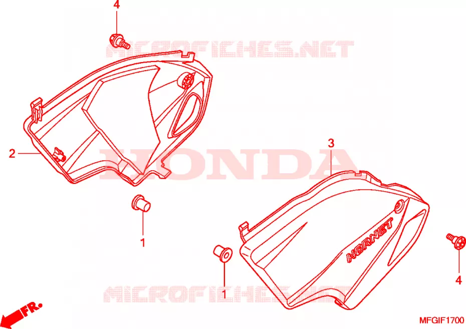 COUVERCLES LATERAUX Honda MOTO 600 HORNET 2010  CB600FA