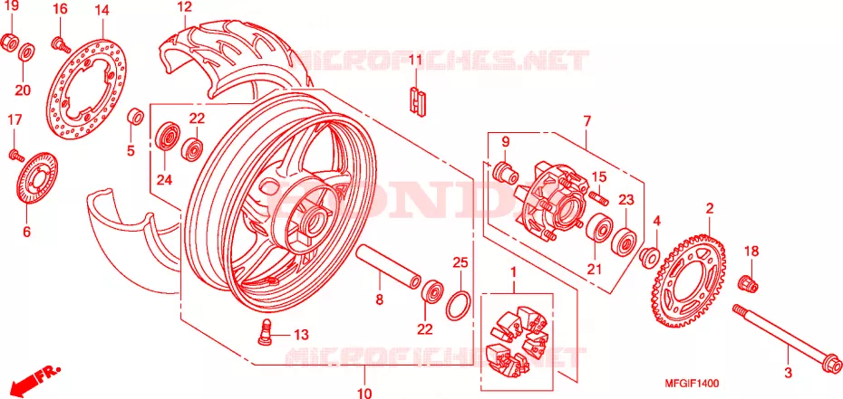 ROUE ARRIERE Honda MOTO 600 HORNET 2010  CB600FA