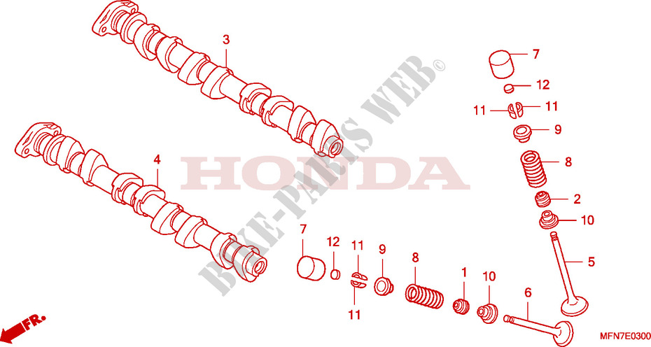 ARBRE A CAMES   SOUPAPE pour Honda CB 1000 R TRICOLOR de 2011