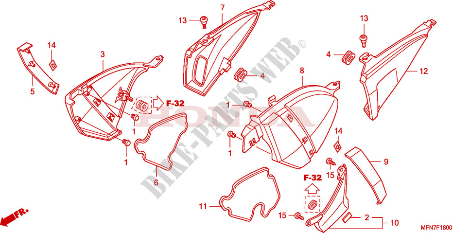 COUVERCLES LATERAUX pour Honda CB 1000 R ABS TRICOLOR de 2011