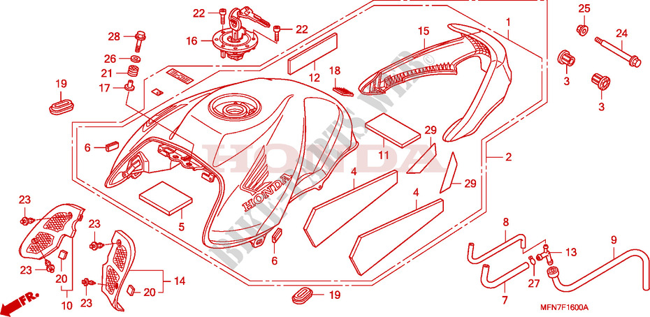 RESERVOIR A CARBURANT pour Honda CB 1000 R ABS TRICOLORE de 2011