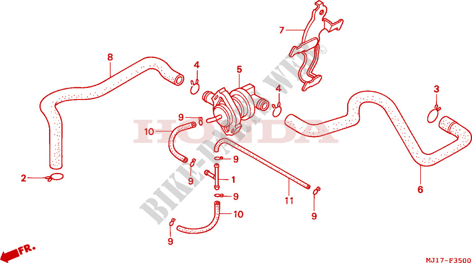 COMMANDE INJECTION D'AIR SOUPAPE pour Honda CBX 750 de 1998