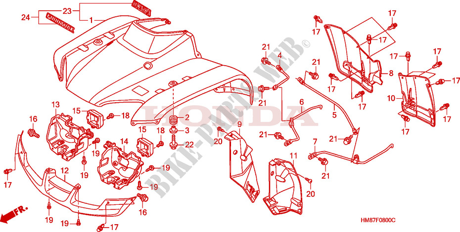 GARDE BOUE AVANT pour Honda TRX 250 FOURTRAX RECON Standard de 2009