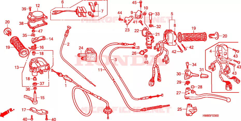 LEVIER DE GUIDON - CABLE - COMMODO Honda ATV 250 FOURTRAX 2010  TRX250TMA